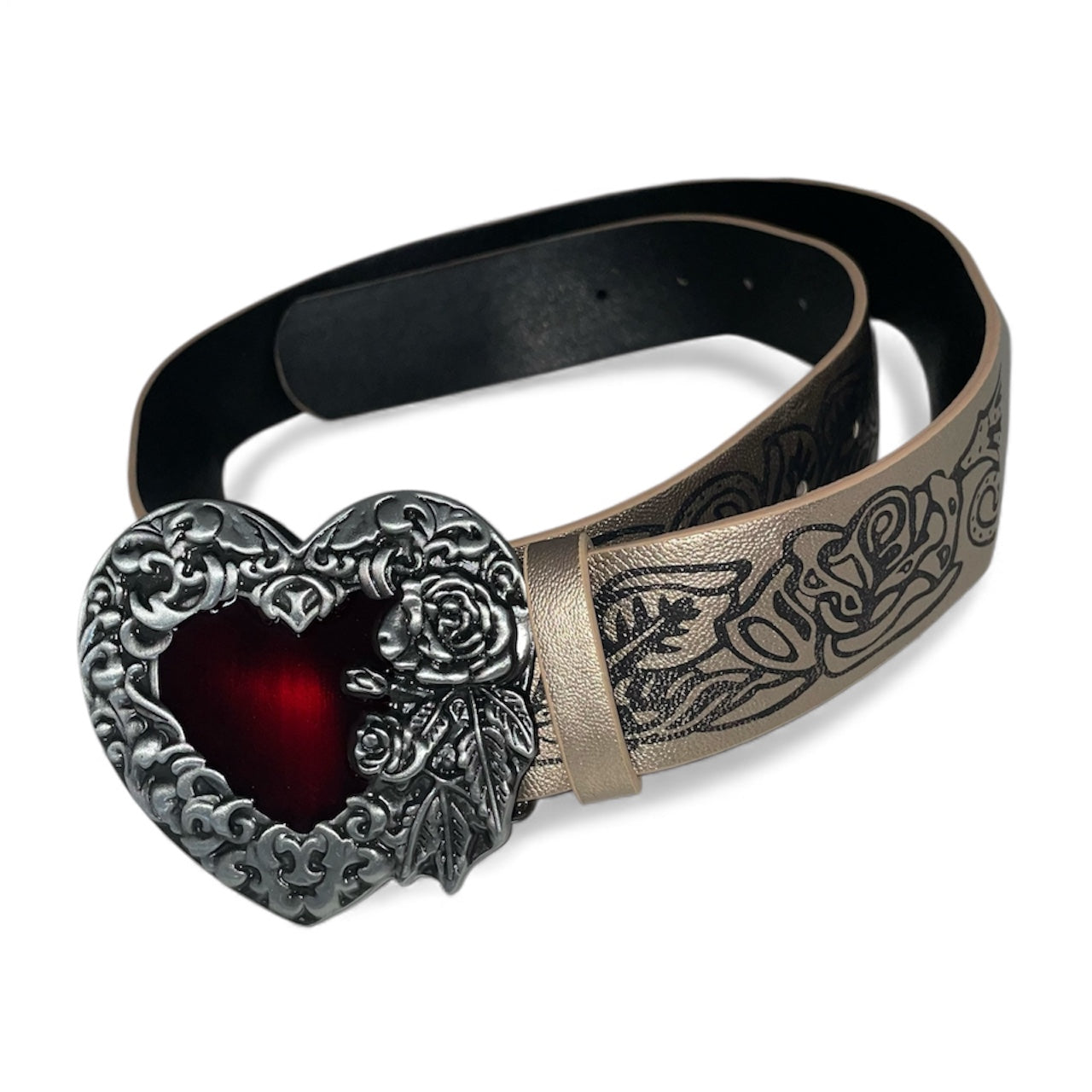 Ceinture vintage cœur argenté