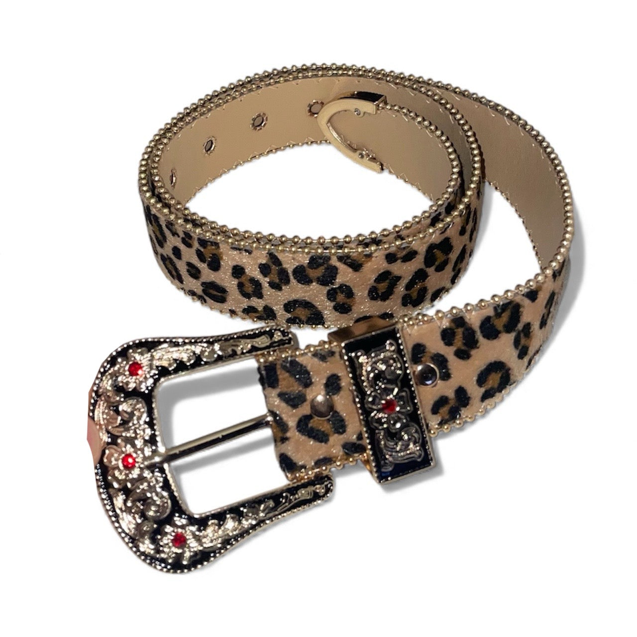 Ceinture léopard à boucle dorée