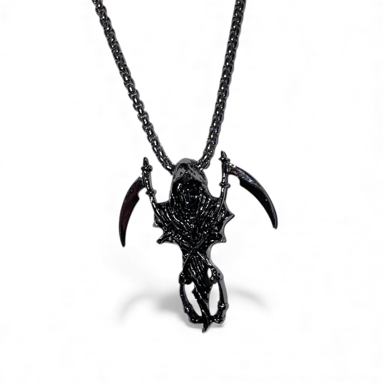 Chaîne pendentif faucheuse gothique