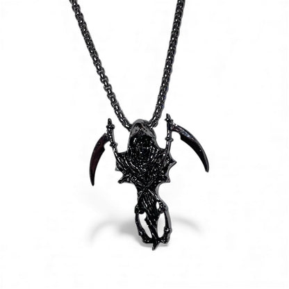 Chaîne pendentif faucheuse gothique
