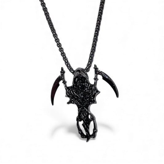 Chaîne pendentif faucheuse gothique