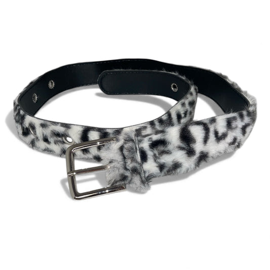 Ceinture à moumoute léopard gris noir