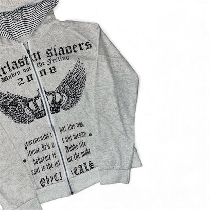 Veste zip capuche à rayures crop 2000's