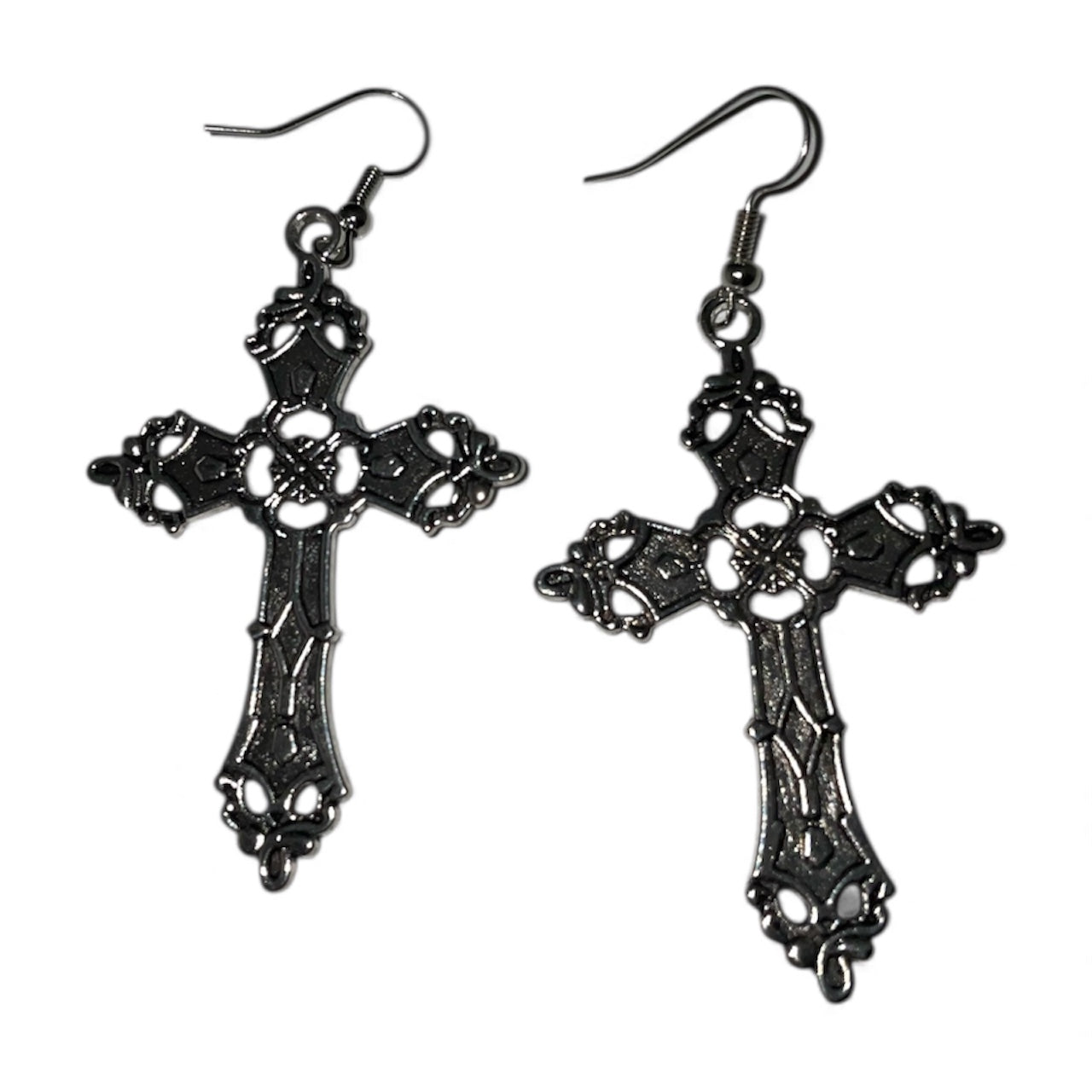 Boucle d'oreille croix gothique