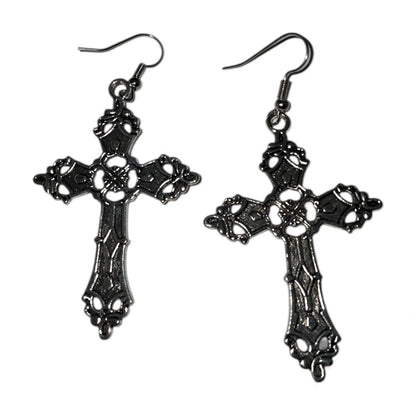 Boucle d'oreille croix gothique