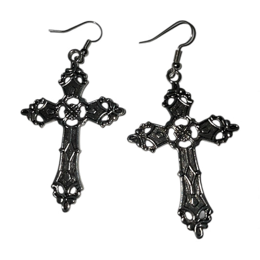 Boucle d'oreille croix gothique