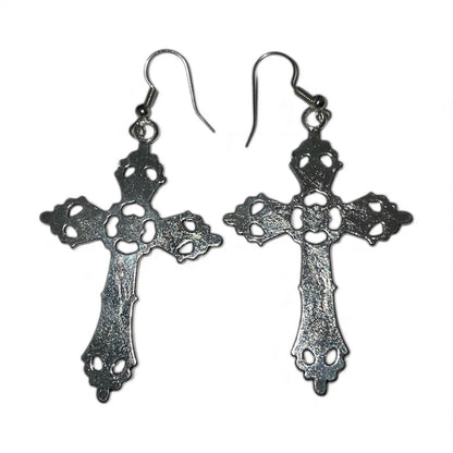 Boucle d'oreille croix gothique