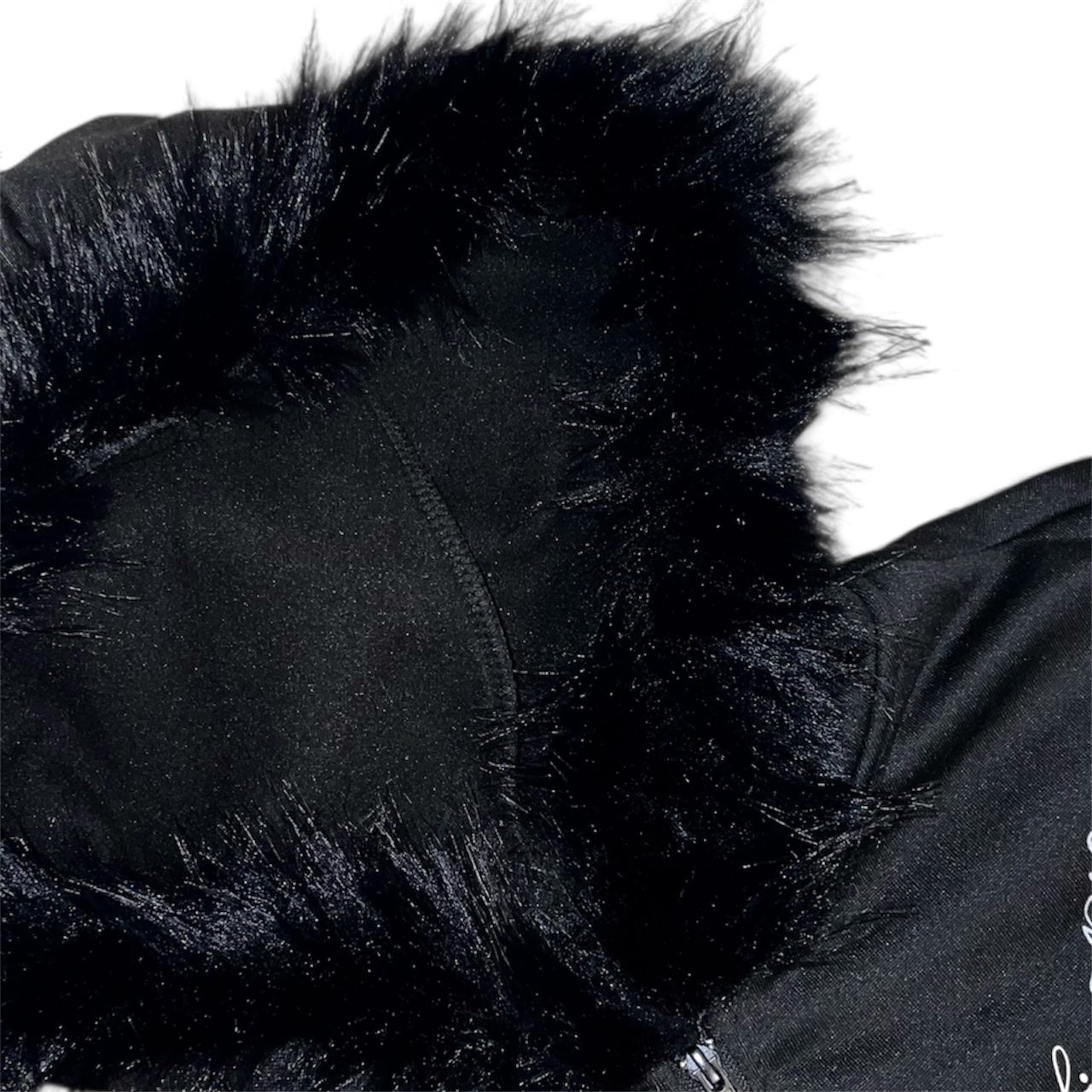 Veste zip noir tribal capuche fourrure