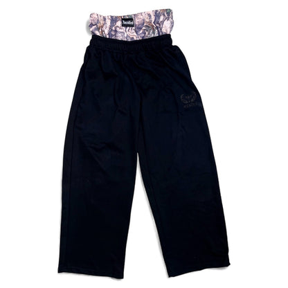 Pantalon jogging noir large avec short intégré realtree