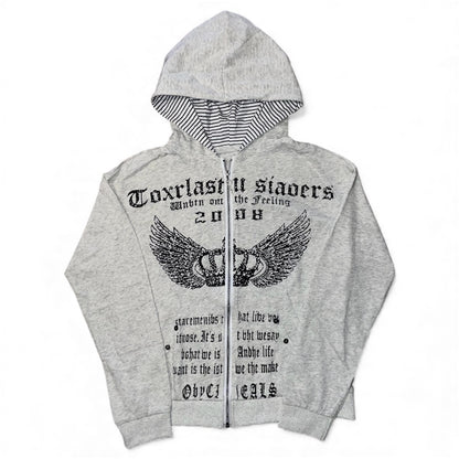 Veste zip capuche à rayures crop 2000's