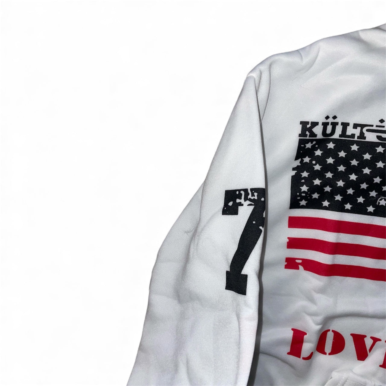 Veste zip à capuche fourrure drapeau USA army