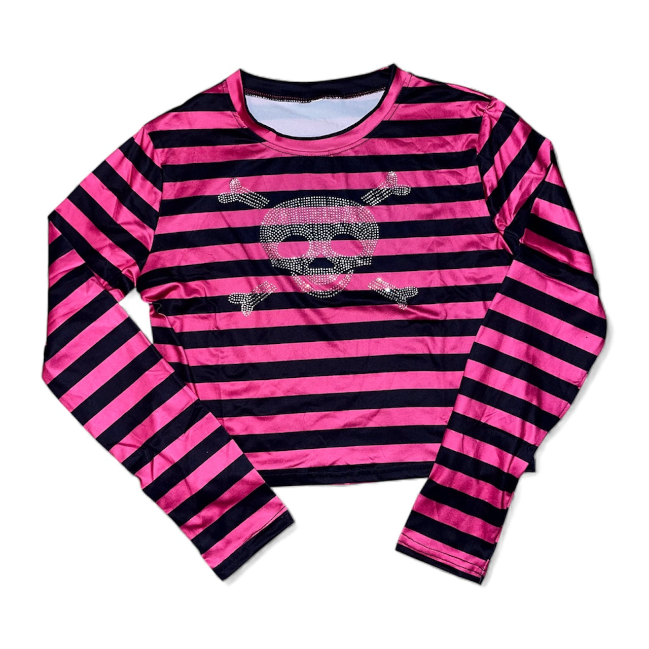 T-shirt à manches longues rayures tête de mort