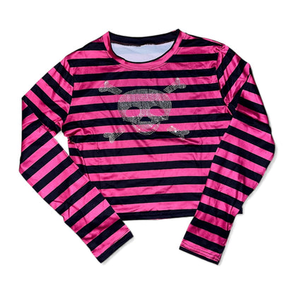 T-shirt à manches longues rayures tête de mort