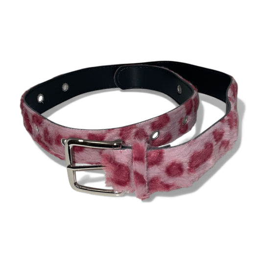 Ceinture à moumoute léopard rose 2000's