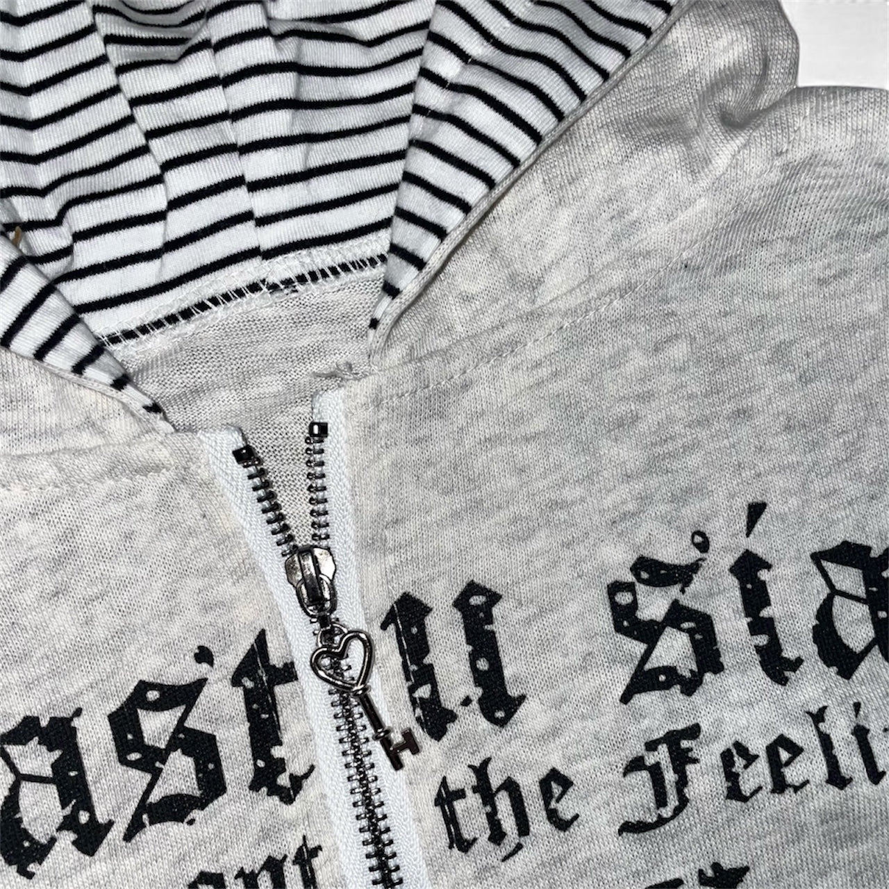 Veste zip capuche à rayures crop 2000's