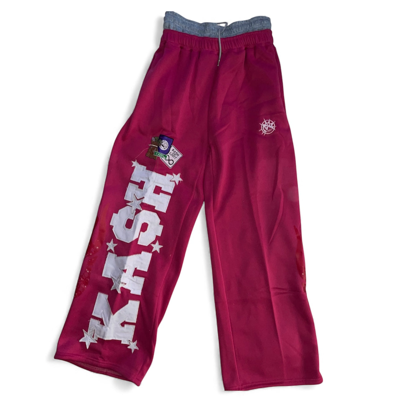 Pantalon jogging rose motifs avec short gris intégré