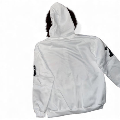 Veste zip à capuche fourrure drapeau USA army