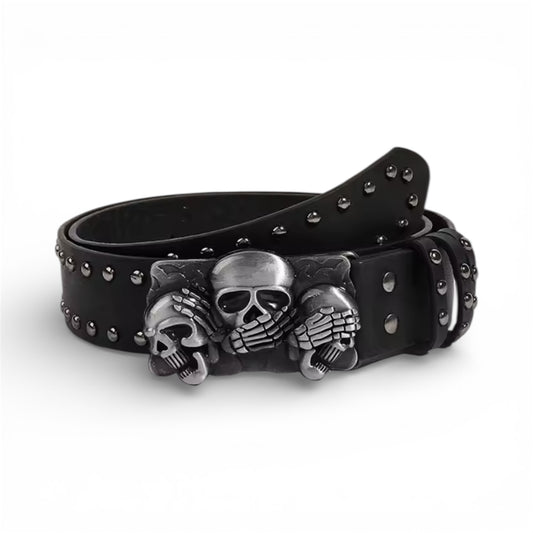 Ceinture noir clou et squelette
