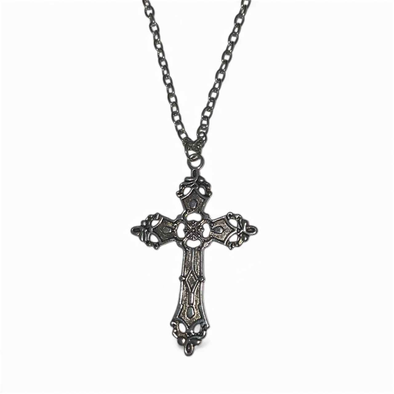 Chaîne pendentif croix argenté