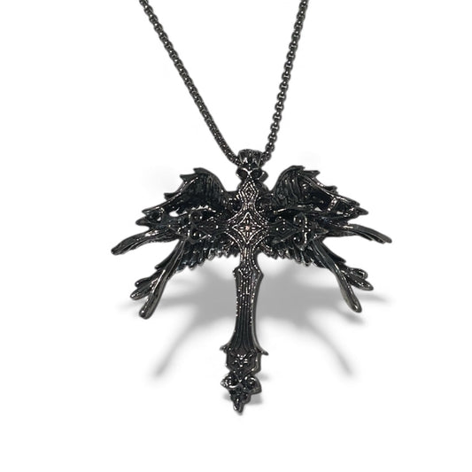 Chaine pendentif croix ailé